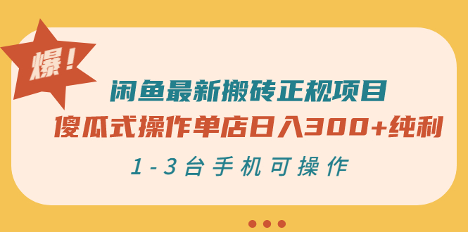 【副业项目3413期】闲鱼最新搬砖正规赚钱项目（手机上赚钱的副业）-91集赚创业网