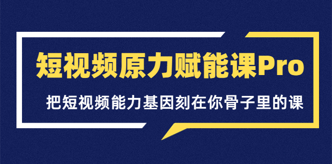 【副业项目3986期】短视频原力赋能课Pro，把短视频能力基因刻在你骨子里的课（价值4999元）-91集赚创业网