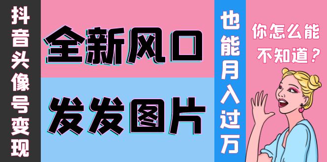 【副业项目4221期】抖音头像号变现0基础教程：全新风口，发发图片也能变现月入10000+-91集赚创业网