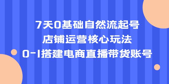 【副业项目5468期】7天0基础自然流起号，店铺运营核心玩法，0-1搭建电商直播带货账号-91集赚创业网