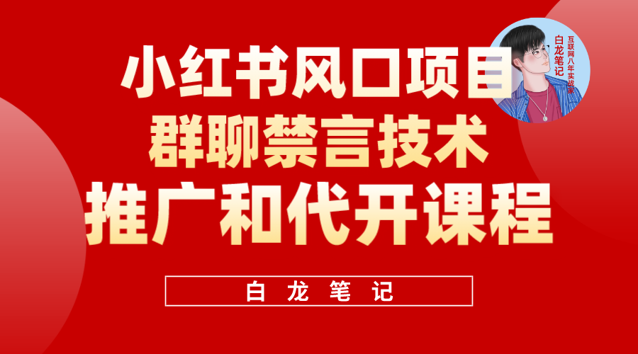 【副业项目5991期】小红书风口项目日入300+，小红书群聊禁言技术代开项目，适合新手操作-91集赚创业网