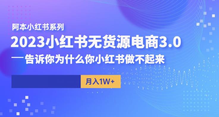 【副业项目6506期】阿本小红书无货源电商3.0，告诉你为什么你小红书做不起来-91集赚创业网