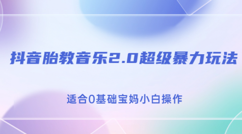 【副业项目7114期】抖音胎教音乐2.0，超级暴力变现玩法，日入500+，适合0基础宝妈小白操作-91集赚创业网