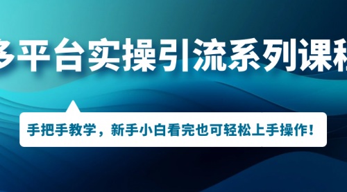 【副业项目7293期】多平台实操引流系列课程，手把手教学，新手小白看完也可轻松上手引流操作！-91集赚创业网