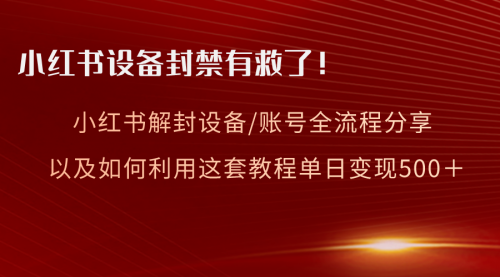 【副业项目8590期】小红书设备及账号解封全流程分享，亲测有效-91集赚创业网