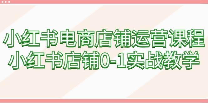 小红书电商店铺运营课程，小红书店铺0-1实战教学（60节课）-91集赚创业网