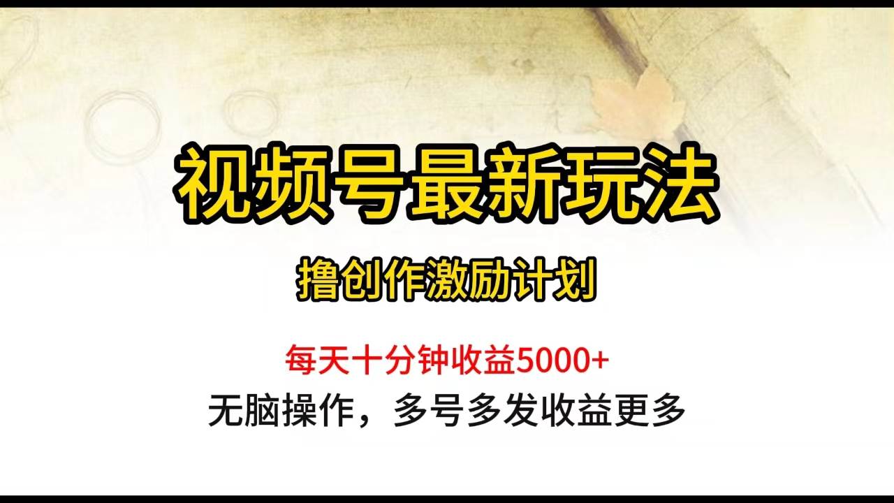 视频号最新玩法，每日一小时月入5000+-91集赚创业网