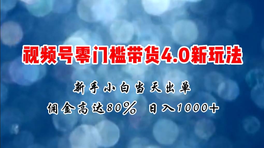 微信视频号零门槛带货4.0新玩法，新手小白当天见收益，日入1000+-91集赚创业网