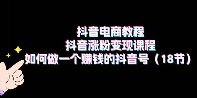 抖音电商教程：抖音涨粉变现课程：如何做一个赚钱的抖音号（18节）-91集赚创业网